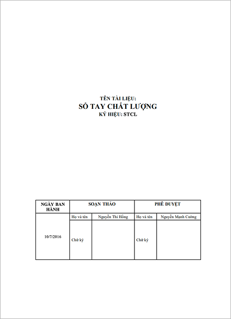 Sổ tay chất lượng 2024